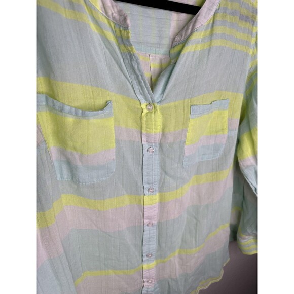 Lane Bryant Shirt Womens 18/20 Pastel Stripe V Neck Long Sleeve Button Plus - Picture 2 of 6